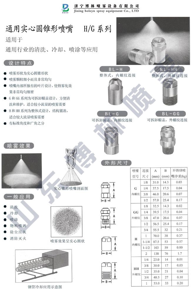 通用实心圆锥形喷嘴