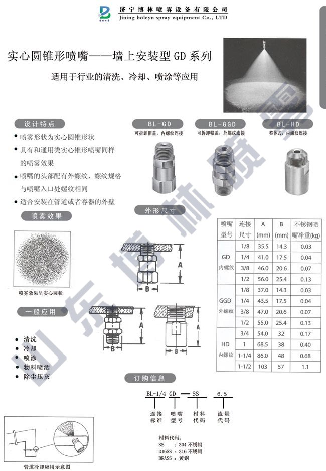 实心锥喷嘴GGA