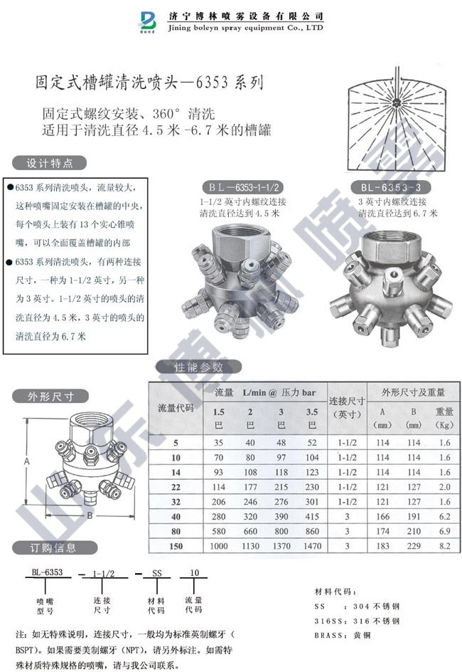 槽罐清洗喷嘴6353